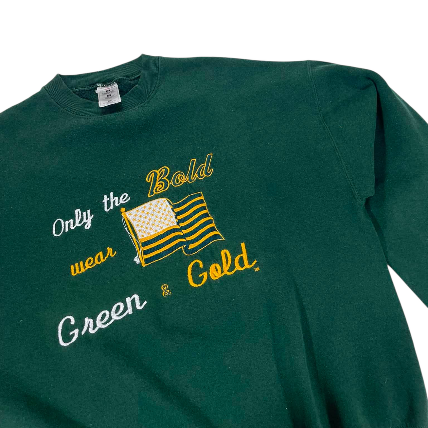 VINTAGE 90s GREEN & GOLD CREWNECK SWEATSHIRT (L)
