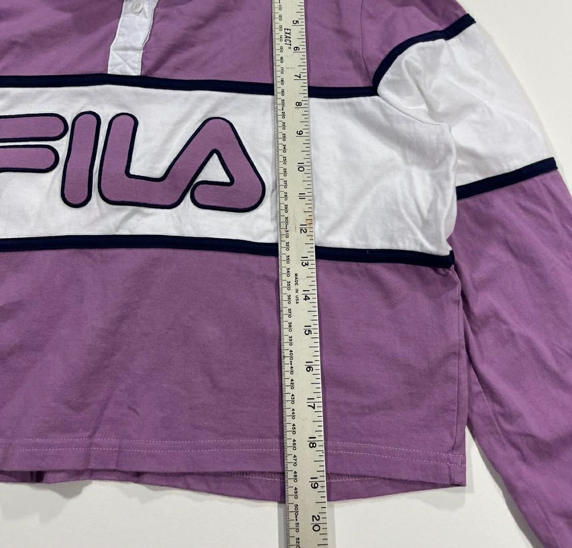 FILA CROPPED PURPLE LONG SLEEVED POLO SHIRT (L)