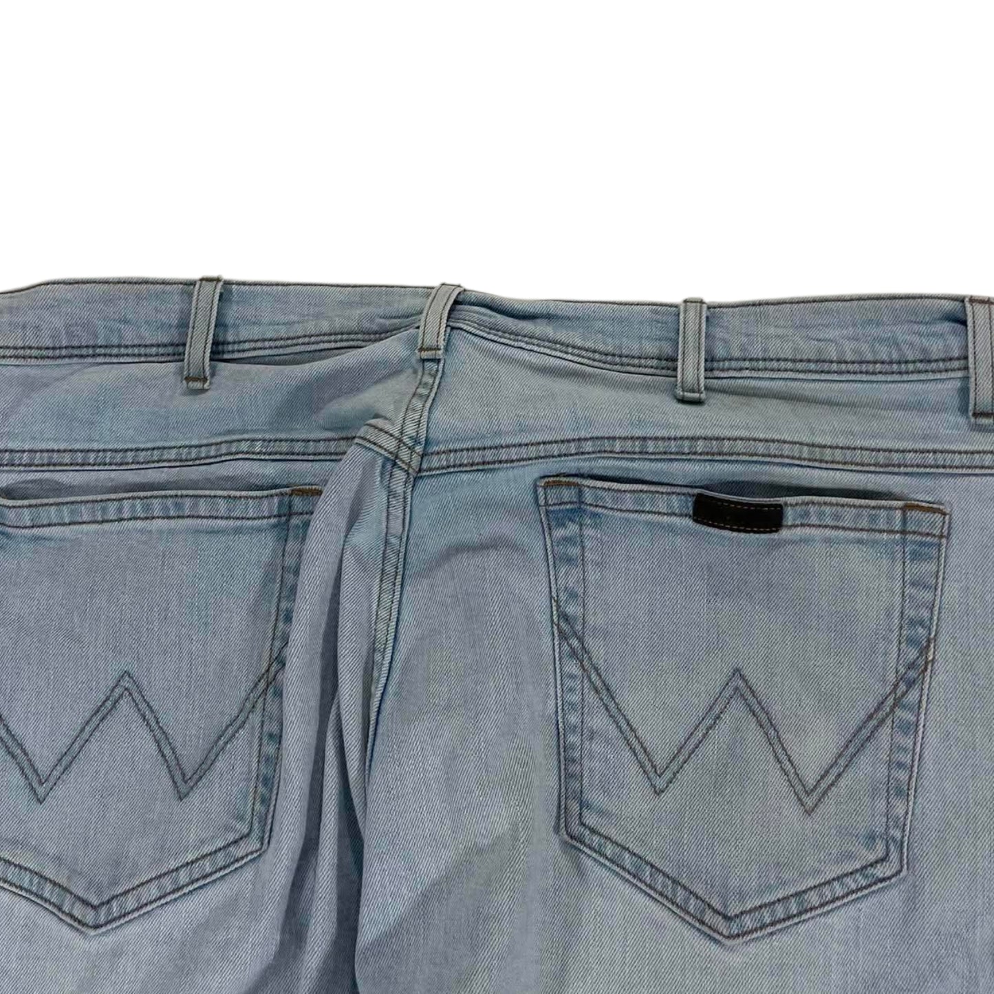 VINTAGE TRASHED WRANGLER BLUE DENIM JEANS (38)