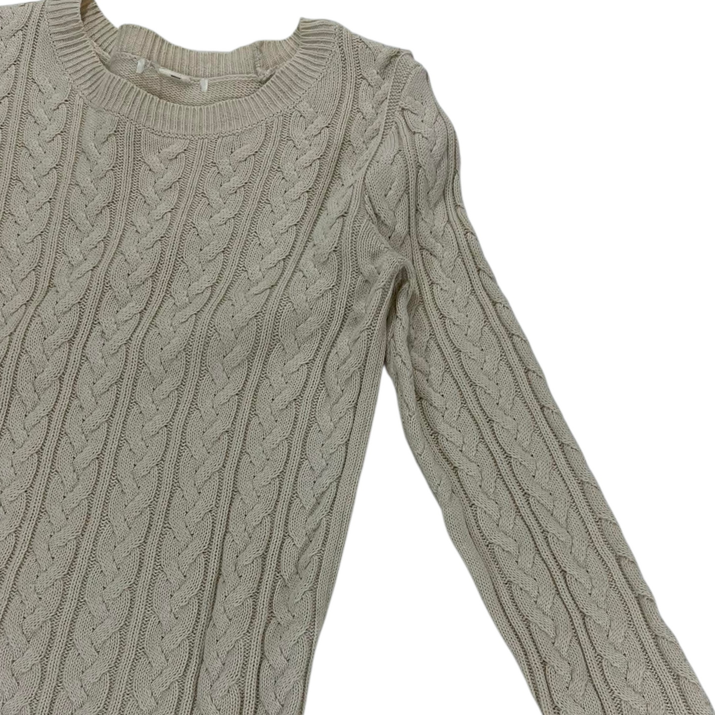 VINTAGE CREAM CABLE KNIT SWEATER (S)