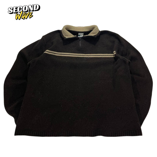 JAYJAYS 90S BLACK & TAN QUARTER ZIP SWEATER (M-L)