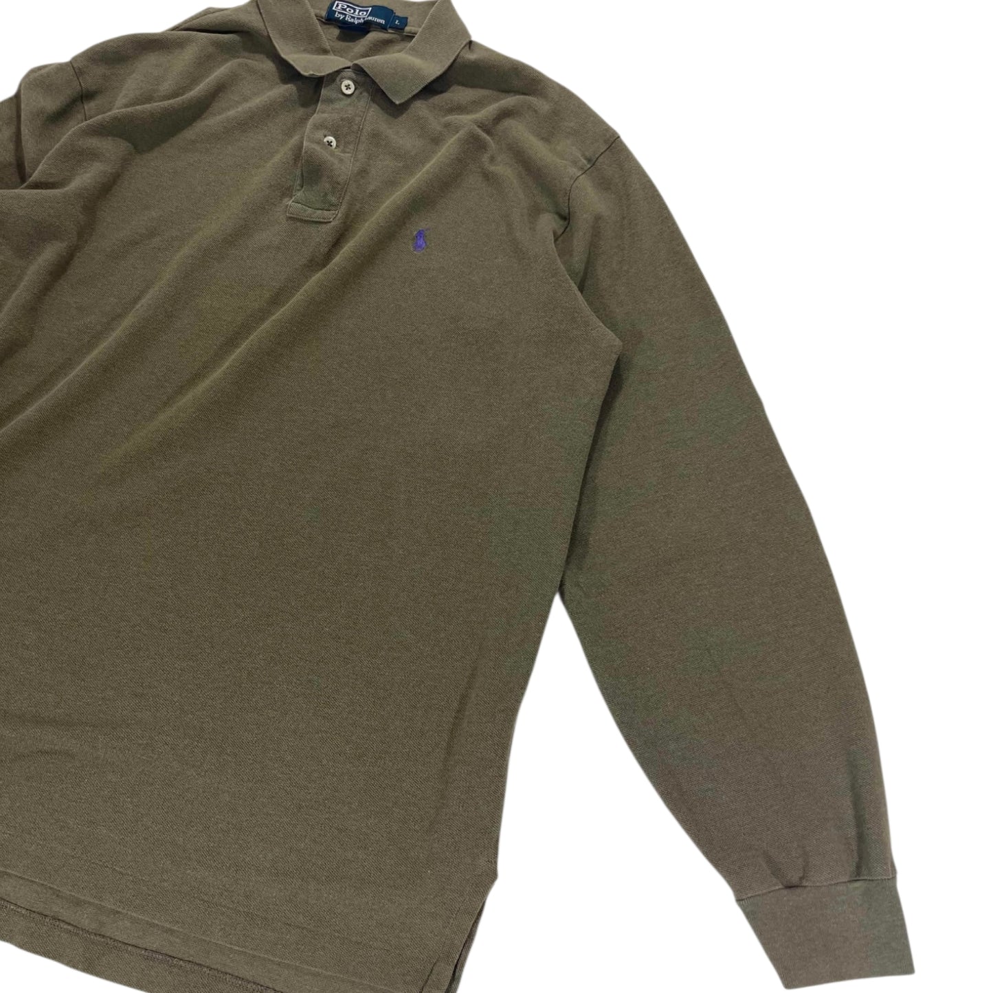 VINTAGE POLO RALPH LAUREN OLIVE POLO LONG SLEEVE (L)