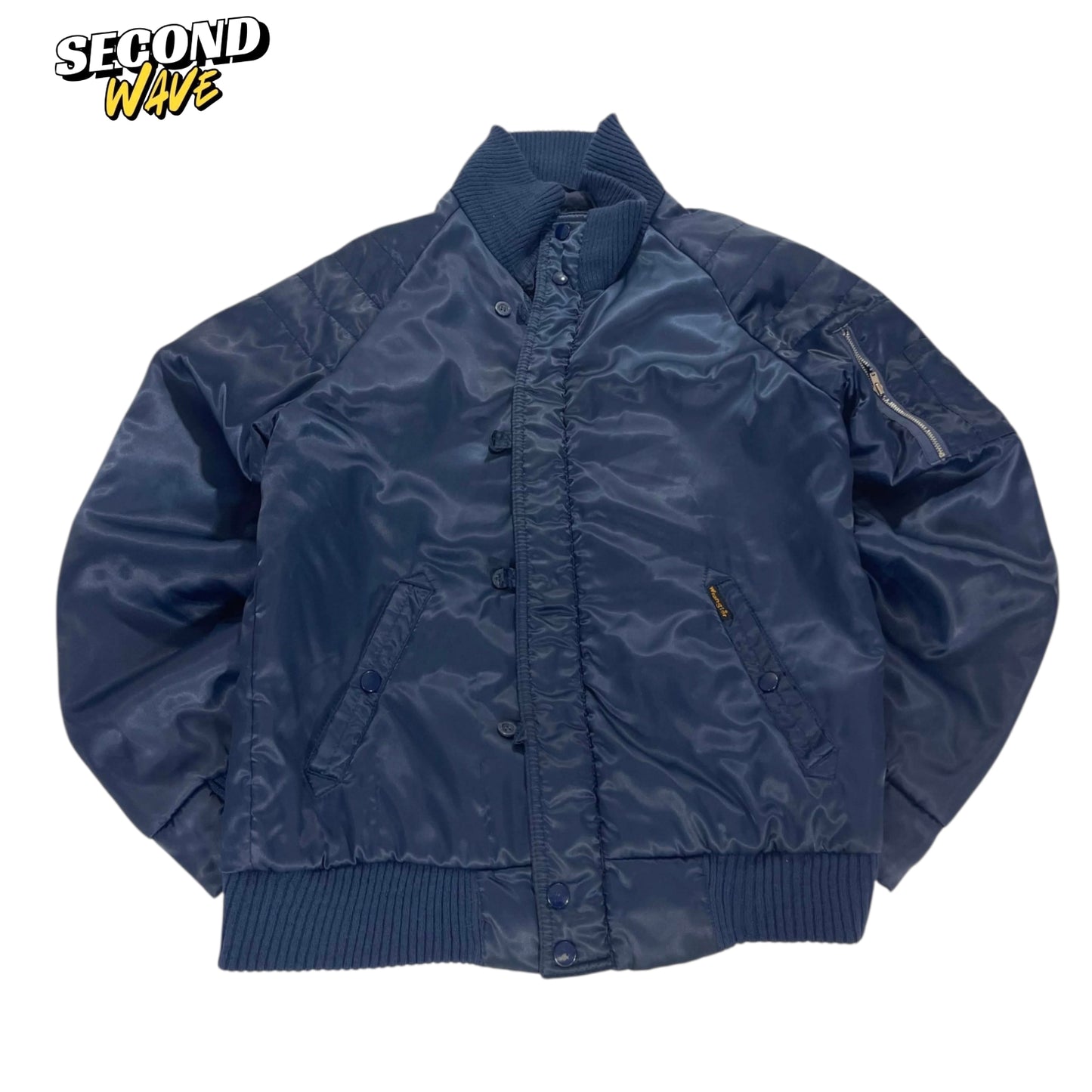 VINTAGE WRANGLER NAVY BOMBER JACKET (M)