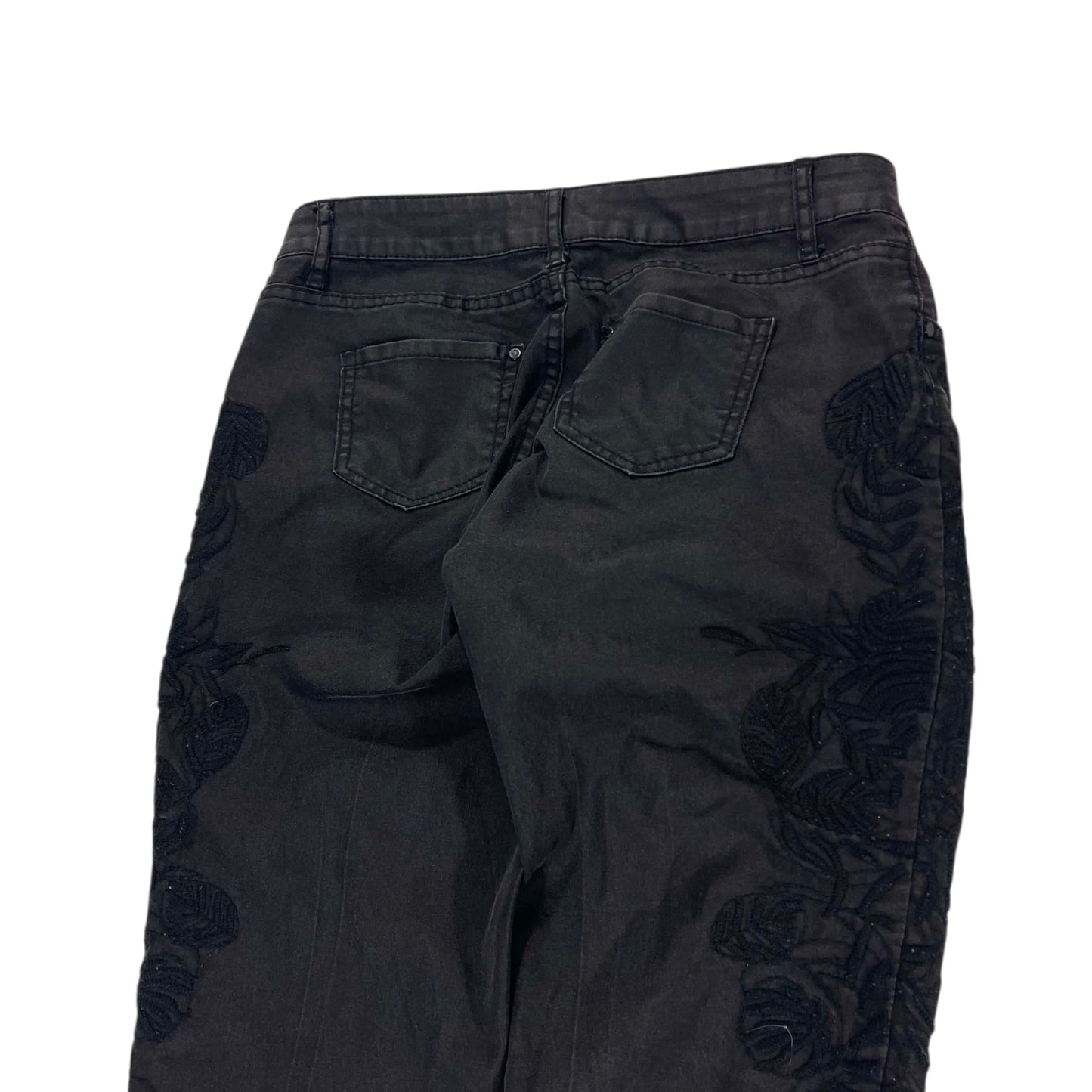 VINTAGE BLACK DENIM FLORAL JEANS (UK10)