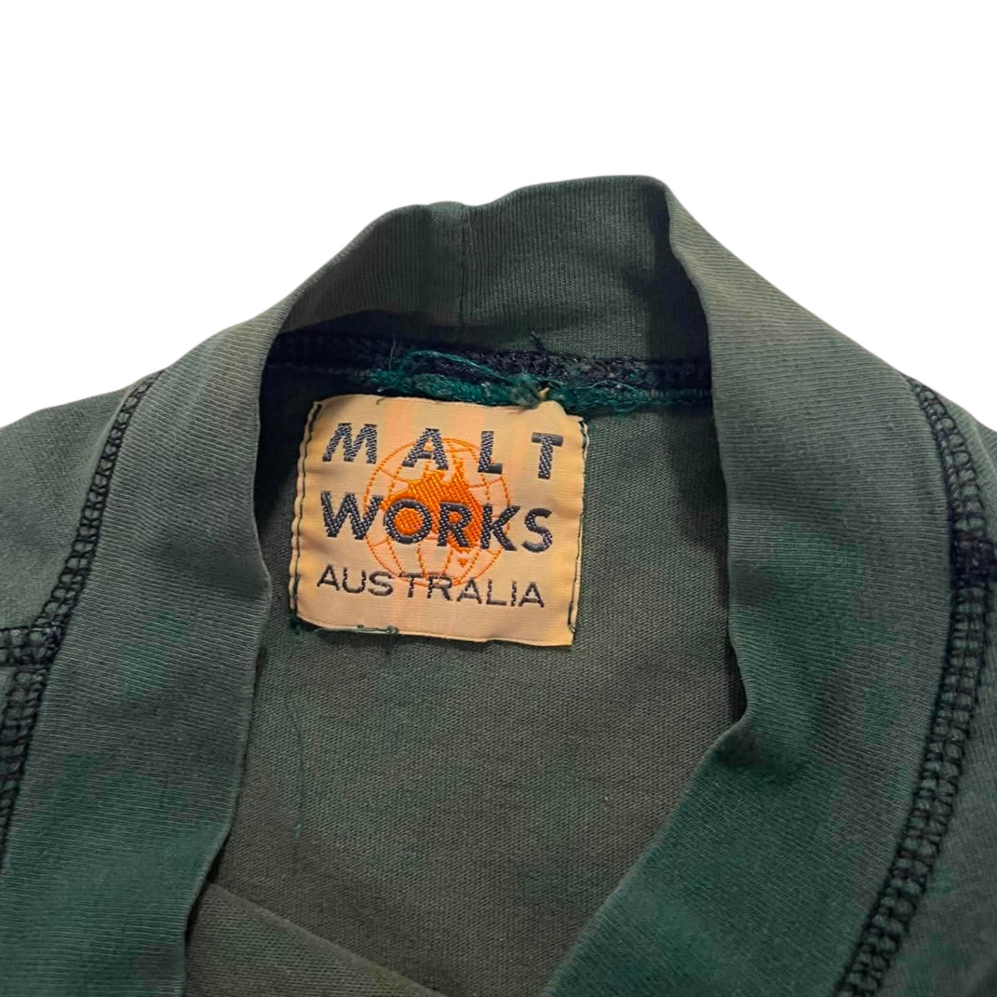 VINTAGE TRASHEDMALT WORKS GREEN SHIRT (XXL)