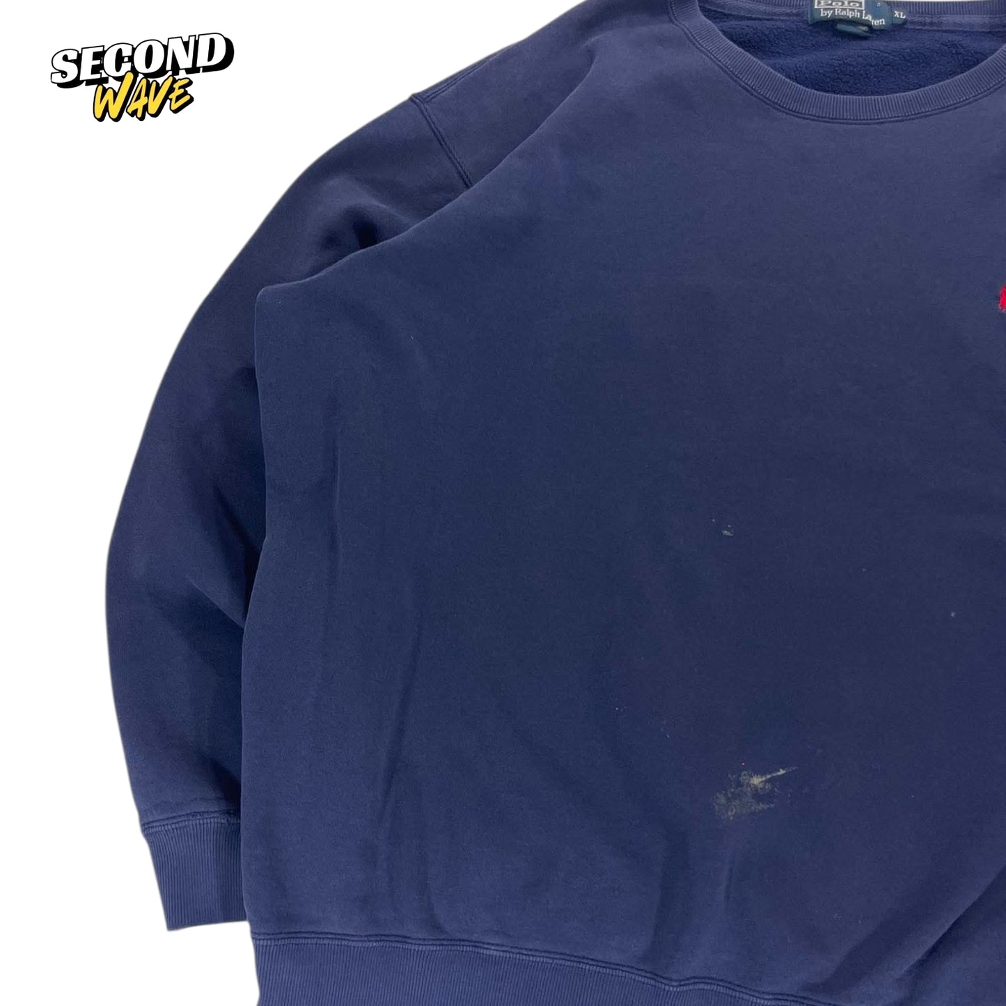 VINTAGE TRASHED RALPH LAUREN NAVY SWEATSHIRT (XL)