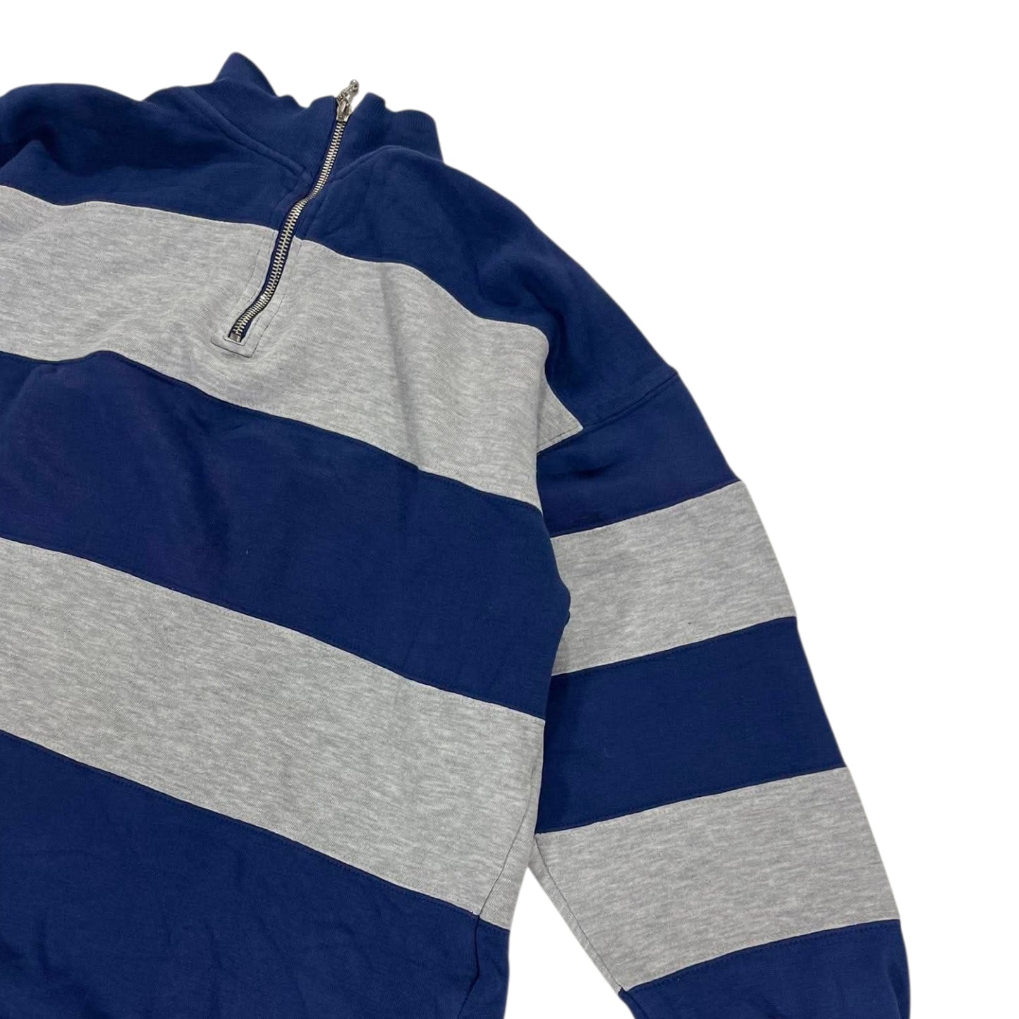WOMENS ITEMS NAVY BLUE & GREY STRIPED QUARTER ZIP (M)