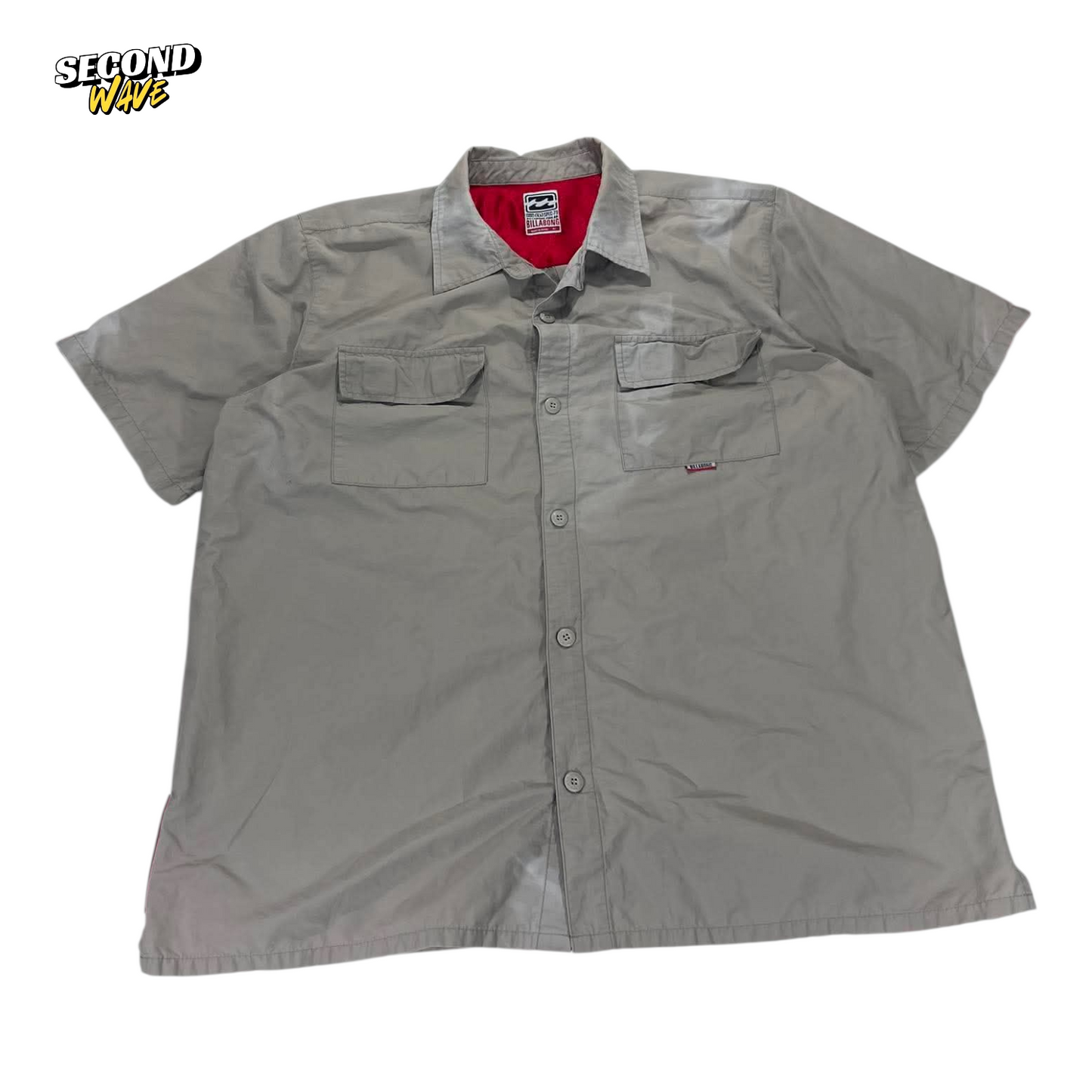 Y2K BILLABONG GRAY BUTTON UP SHIRT (XL)