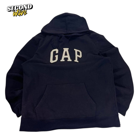 VINTAGE EMBROIDERED NAVY BLUE GAP HOODIE (L)