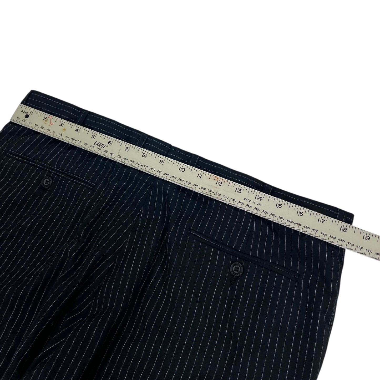 VINTAGE BRACKS BLACK PINSTRIPE WIDE LEG TROUSERS (36)