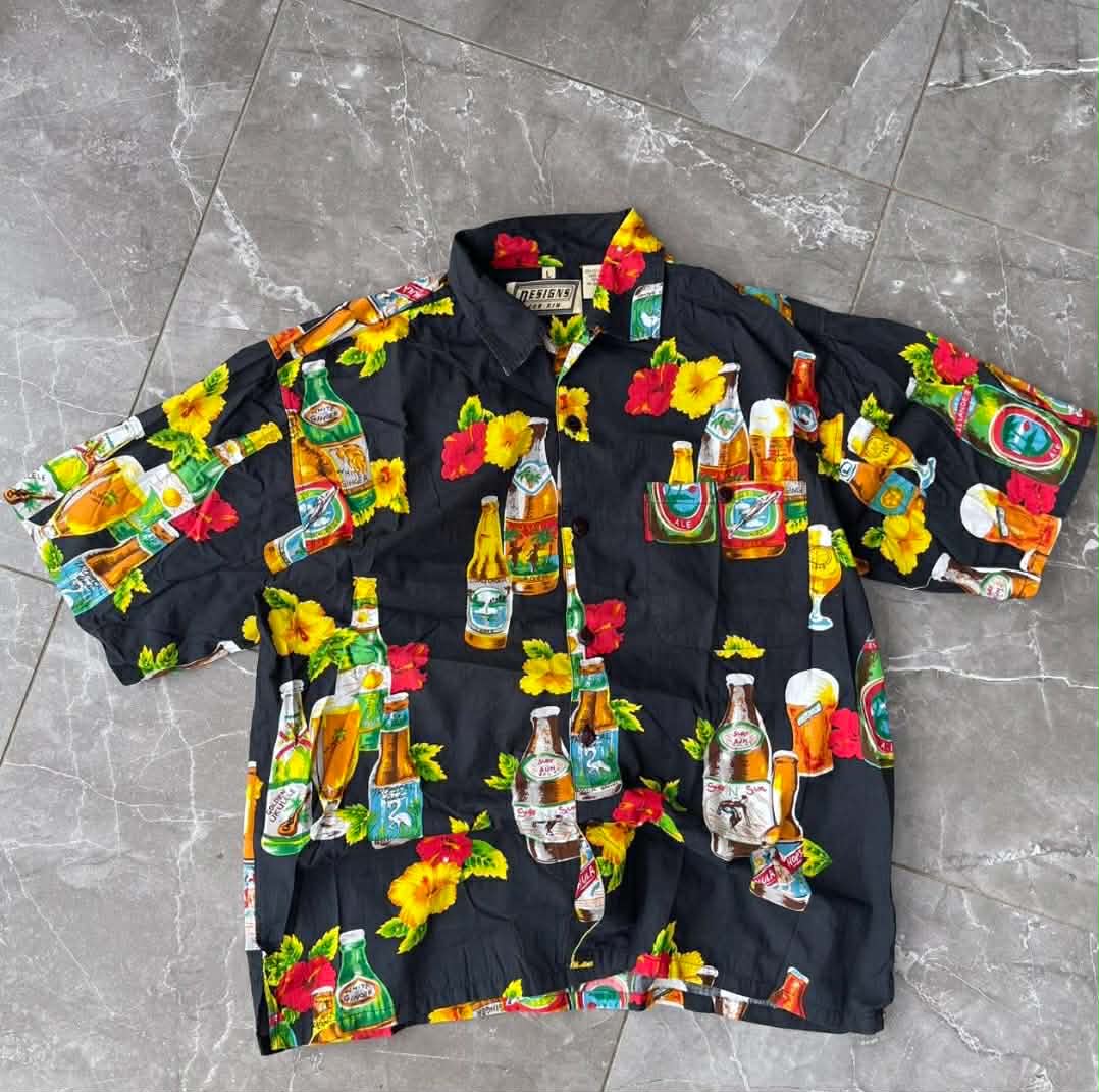 VINTAGE BEER BUTTON UP SHIRT (L-XL)