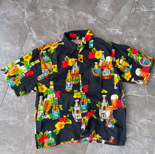 VINTAGE BEER BUTTON UP SHIRT (L-XL)