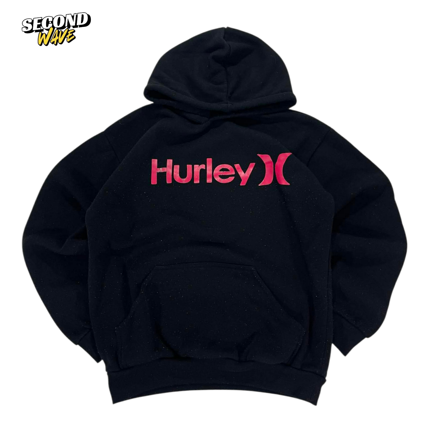 VINTAGE HURLEY BLACK & PINK HOODIE (M)
