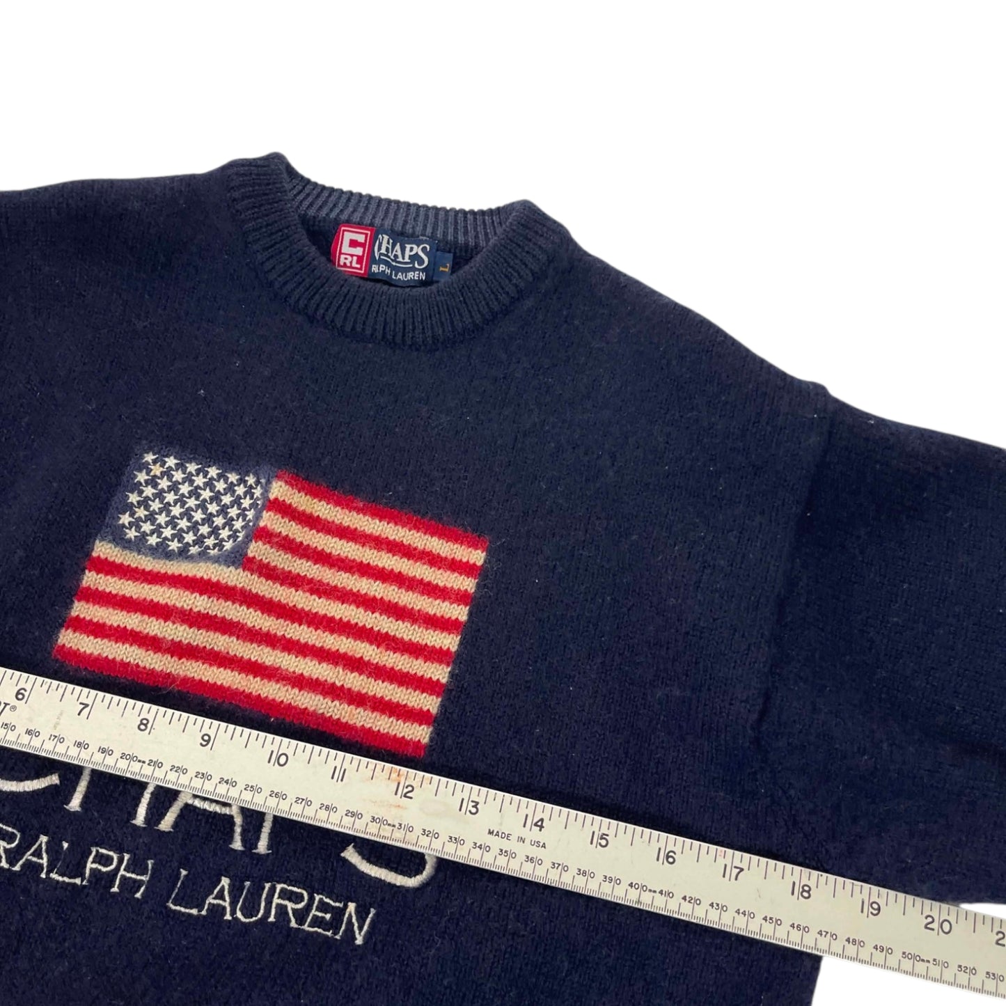 90S CHAPS RALPH LAUREN FLAG SWEATER (M)