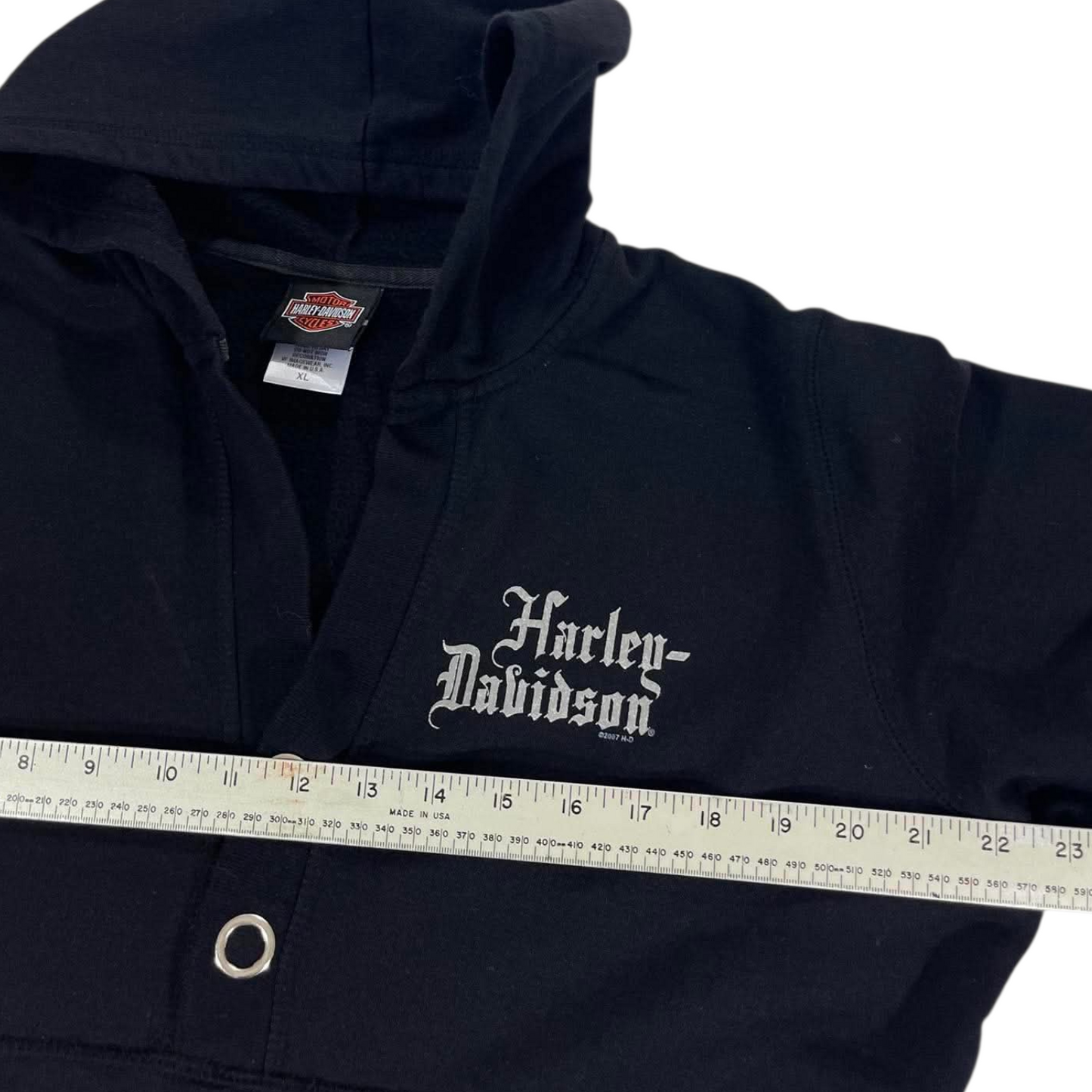 VINTAGE HARLEY DAVIDSON BLACK COTTON HOODIE (L-XL)