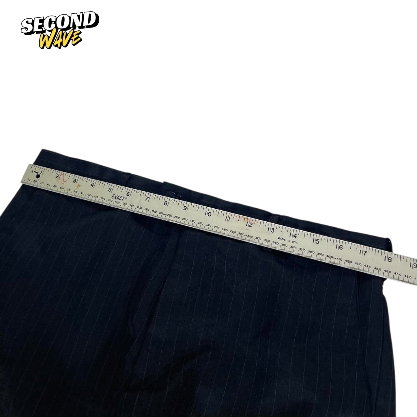FARAH BLACK PINSTRIPE TROUSERS (36)