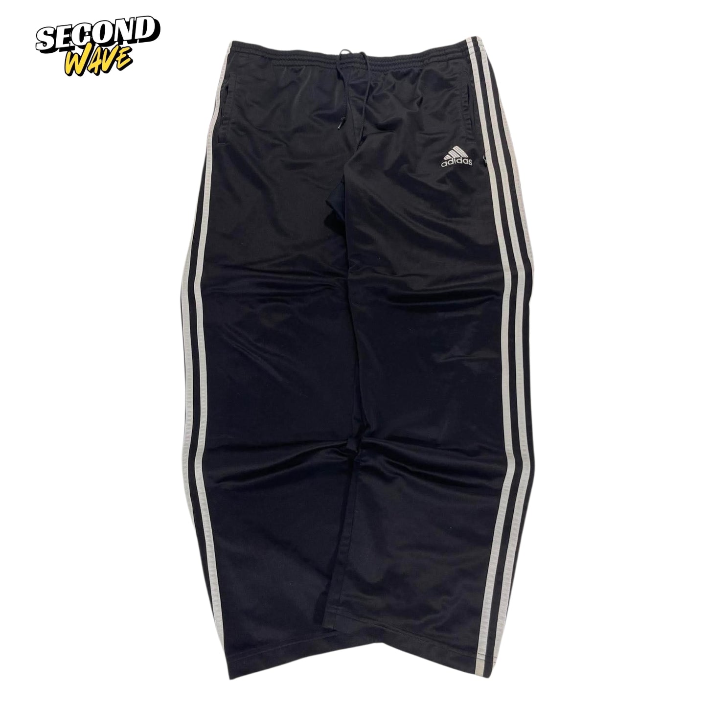 ADIDAS BLACK BAGGY TRACK PANTS (L)
