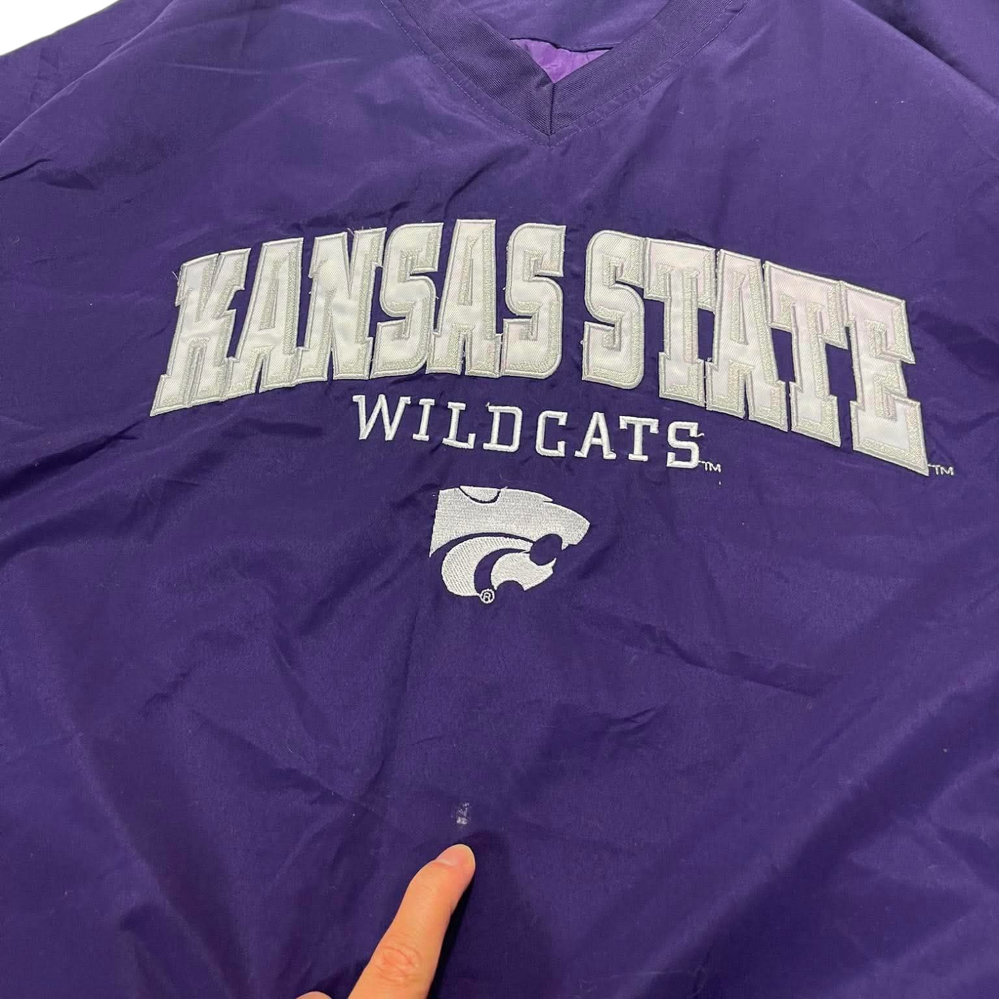 VINTAGE KANSAS STATE WILDCATS PURPLE PULLOVER WINDBREAKER JACKET (L)