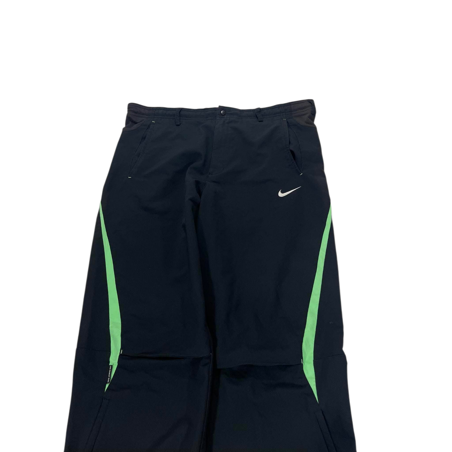 NIKE BLACK/GREEN TRACK PANTS (L) ³