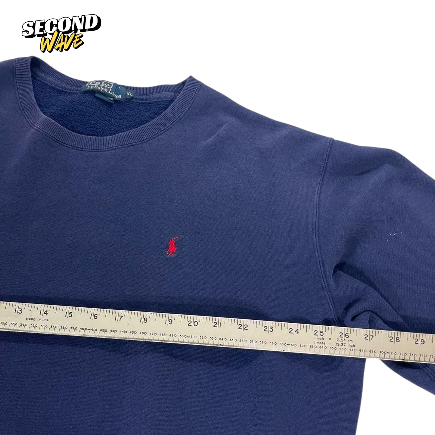VINTAGE TRASHED RALPH LAUREN NAVY SWEATSHIRT (XL)
