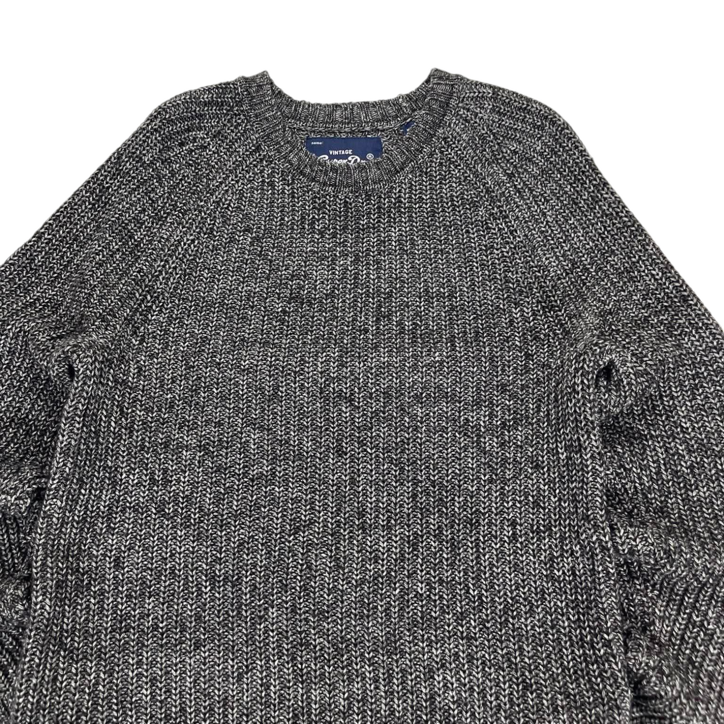 VINTAGE SUPERDRY GREY KNIT JUMPER (L)
