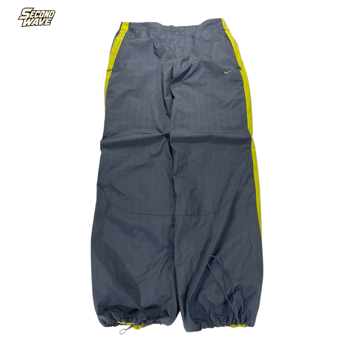 Y2K NIKE GREY/NEON TRACK PANTS (M)³