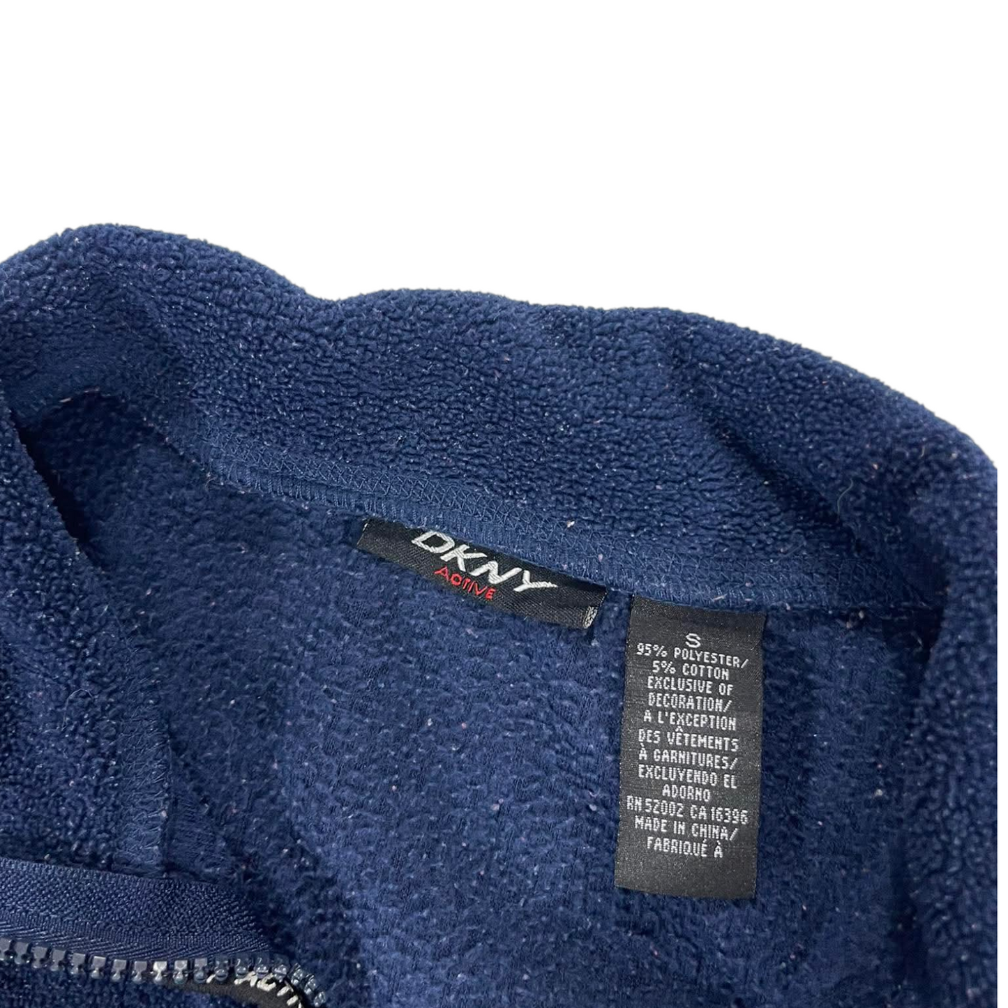 DKNY NAVY BLUE QUARTER ZIP FLEECE SWEATSHIRT (S)