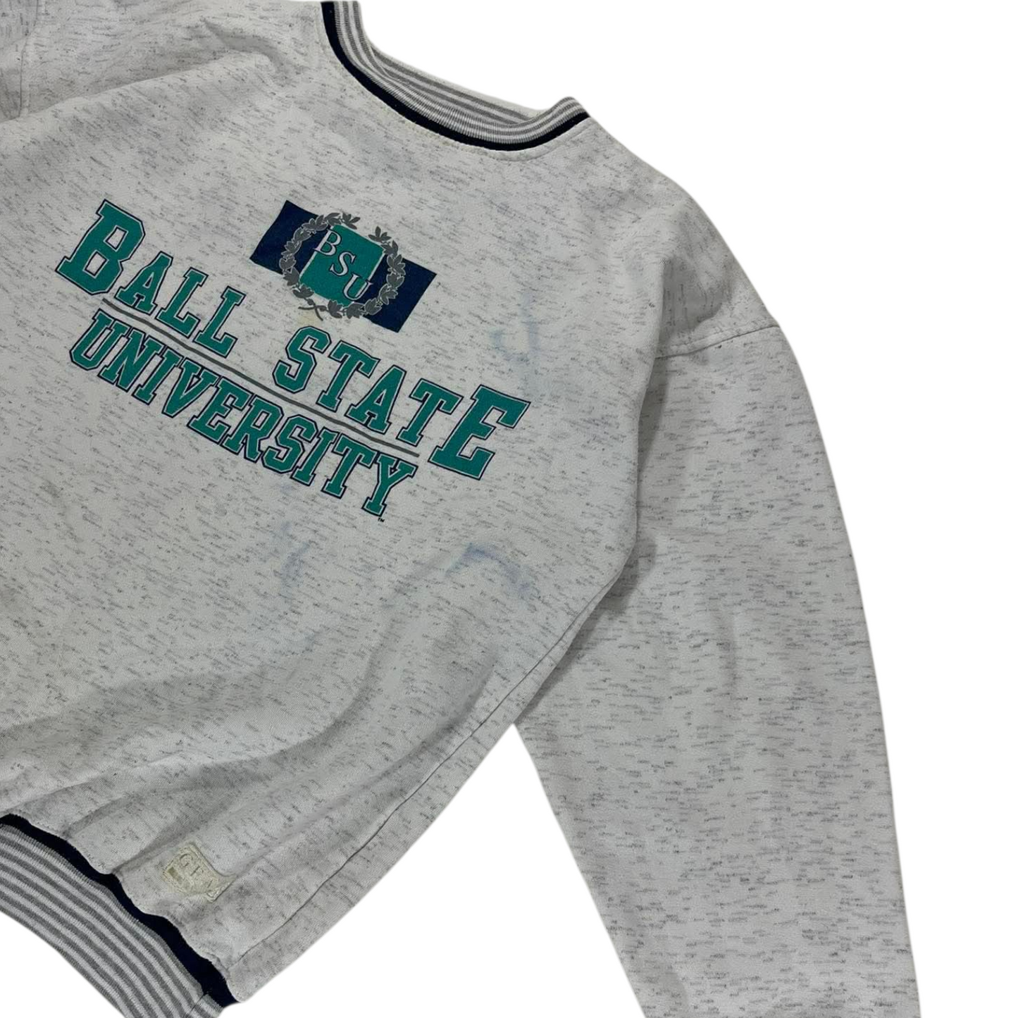 VINTAGE 90S BALL STATE UNIVERSITY GREY CREWNECK SWEATSHIRT (M)
