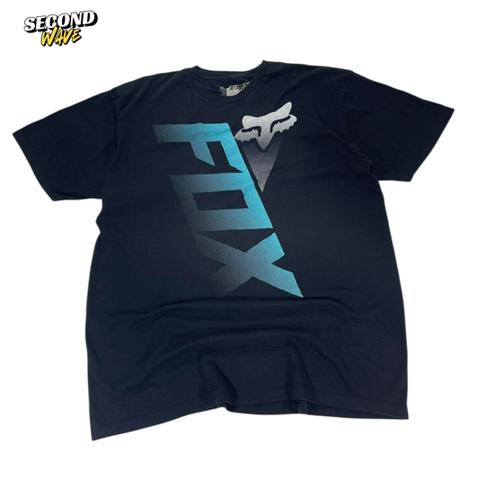 Y2K FOX RACING BLACK T-SHIRT WITH BLUE GRAPHIC (XL)