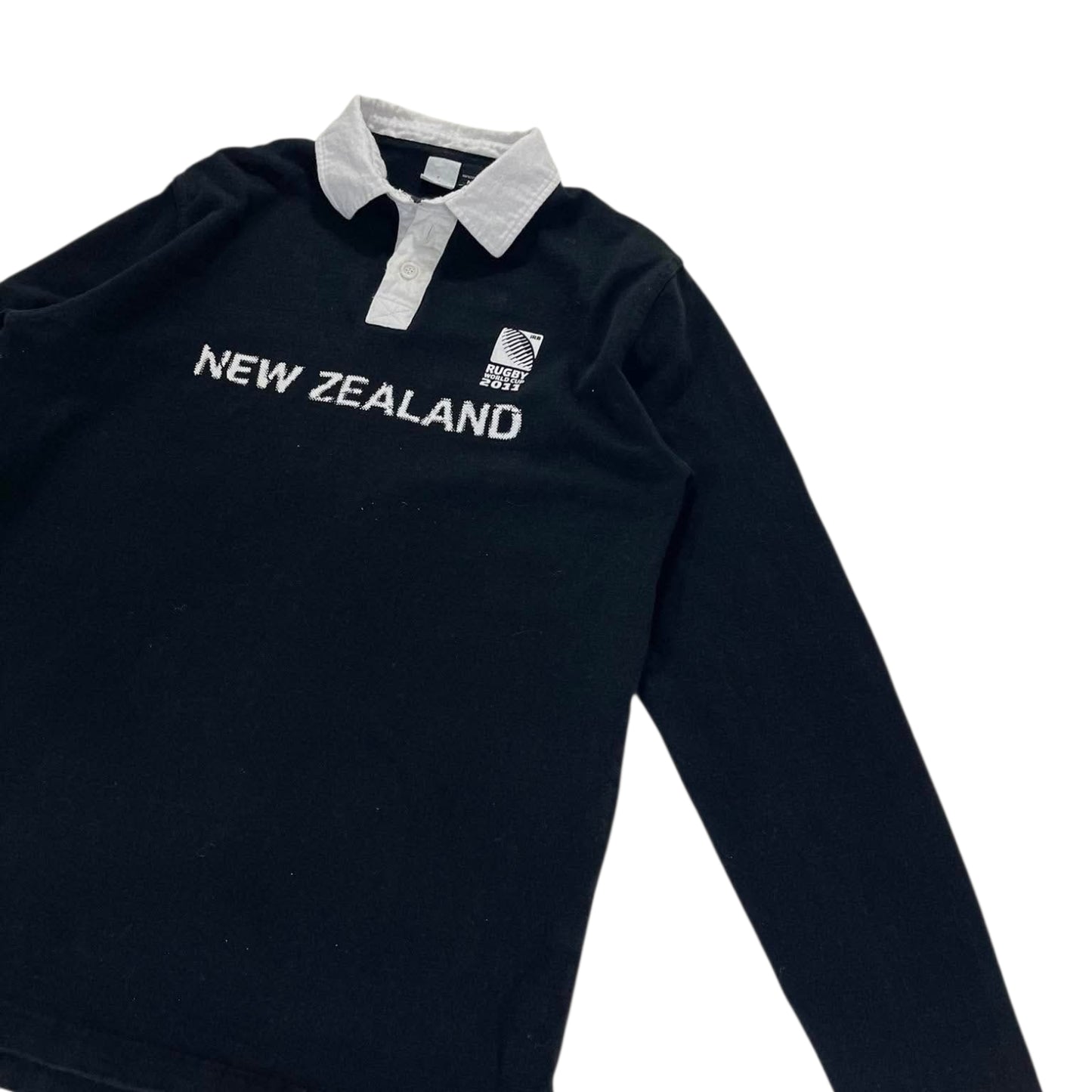 2011 NEW ZEALAND RUGBY WORLD CUP BLACK LONG SLEEVE POLO SHIRT (L)