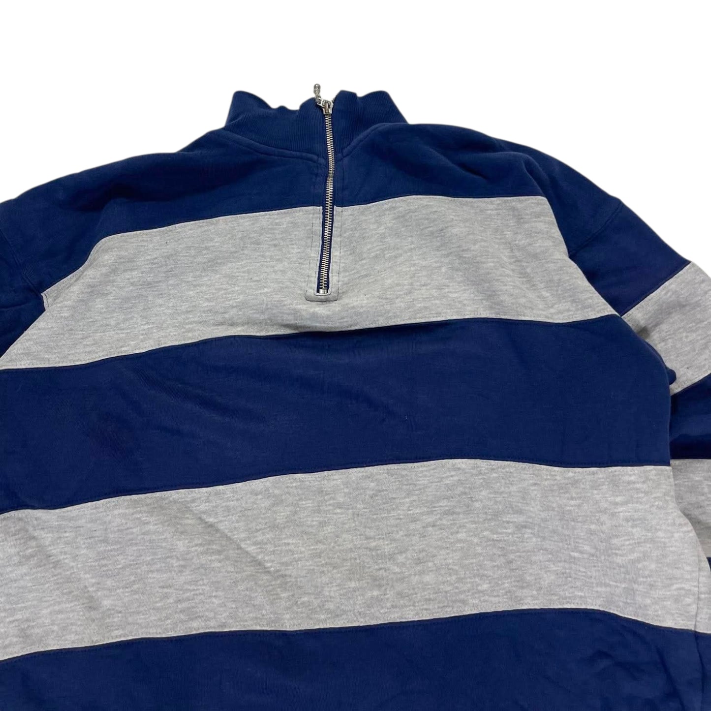 WOMENS ITEMS NAVY BLUE & GREY STRIPED QUARTER ZIP (M)