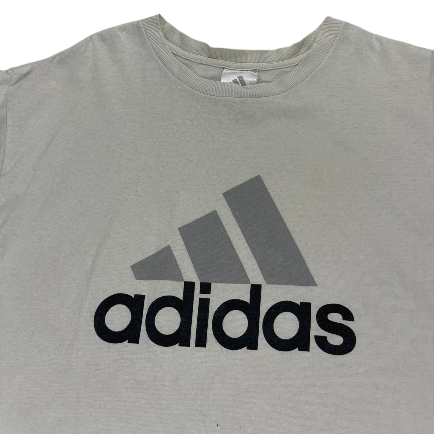VINTAGE CLASSIC ADIDAS COTTON T-SHIRT WITH BLACK LOGO (L)