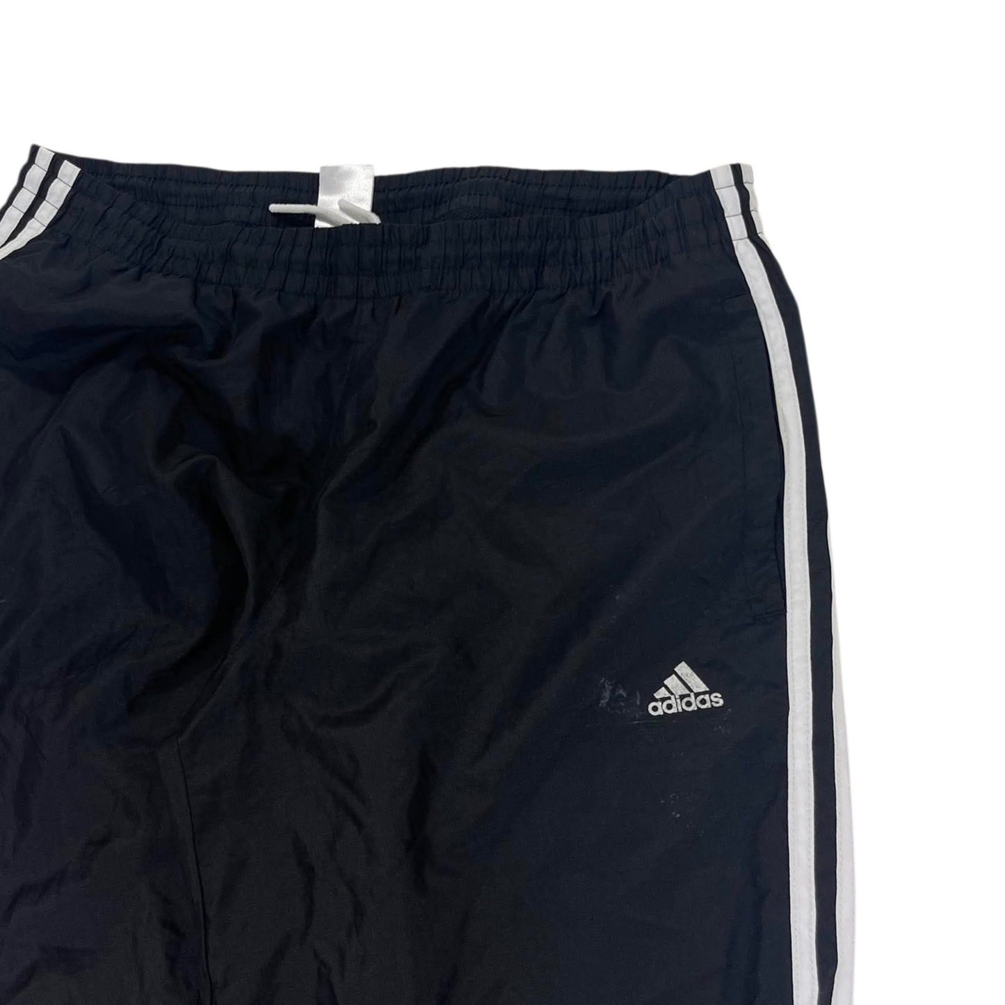 VINTAGE ADIDAS BLACK BAGGY TRACK PANTS (42-44)