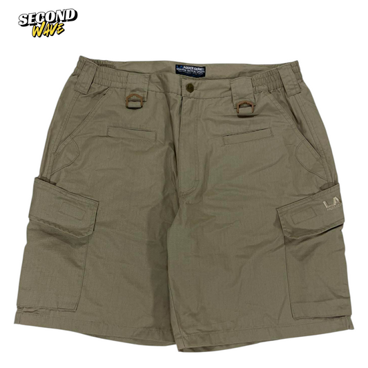 LA TACTICAL KHAKI CARGO SHORTS WITH ADJUSTABLE WAIST AND POCKETS (38)