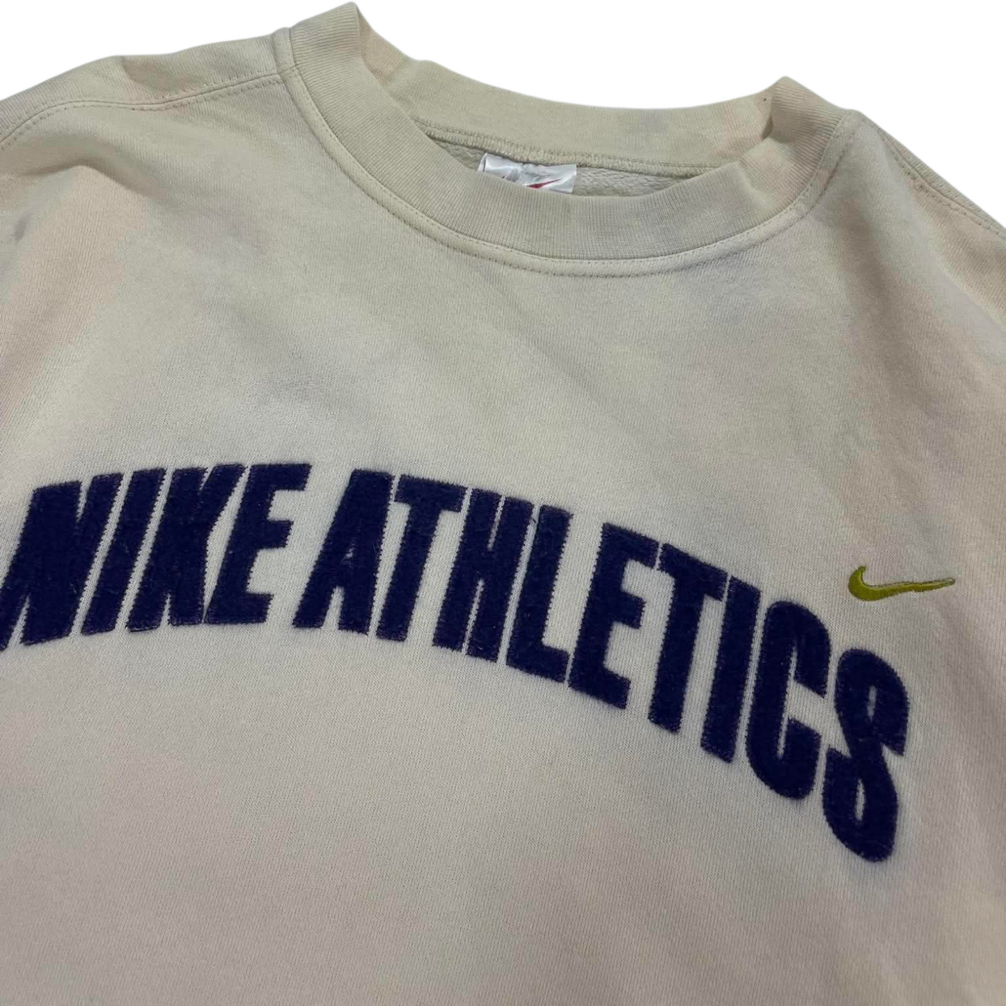 VINTAGE SPELLOUT NIKE ATHLETICS CREAM SWEATSHIRT (M-L)