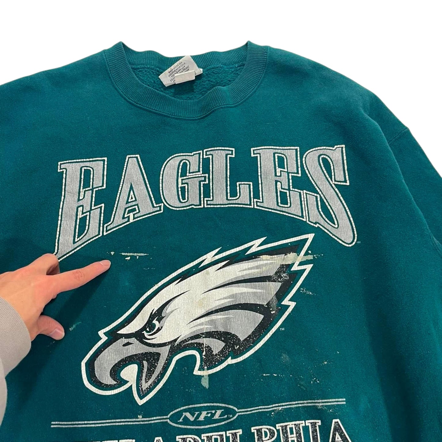 LEE SPORT PHILADELPHIA EAGLES GREEN CREWNECK (L)