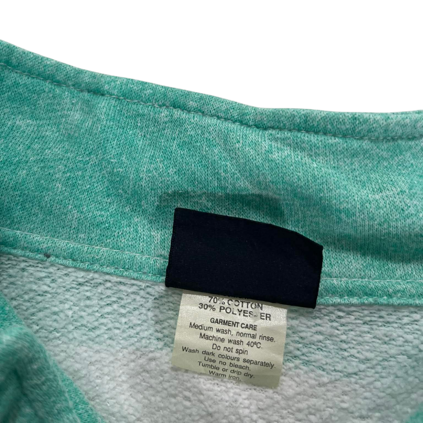 90s GREEN STRIPED QUARTER ZIP SWEATSHIRT (M)