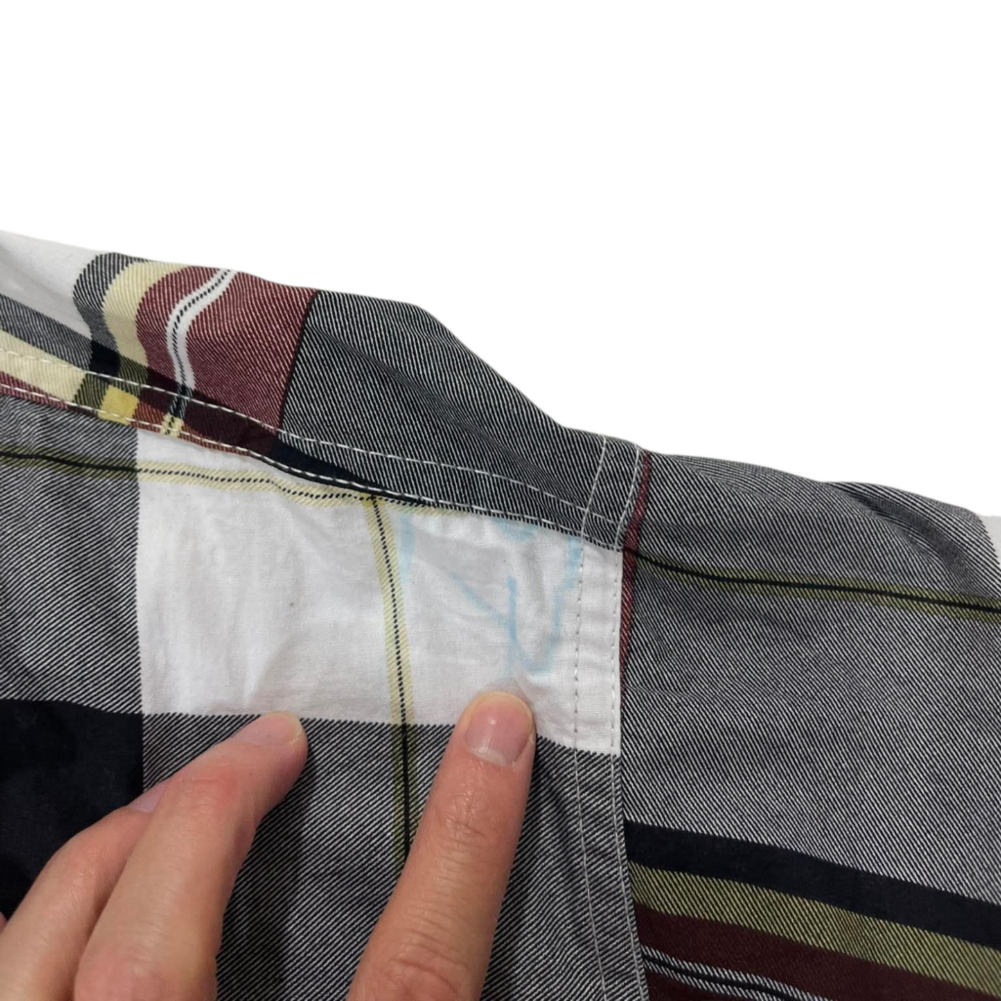 Y2K ABERCROMBIE & FITCH GREY PLAID BUTTON UP SHIRT (L)