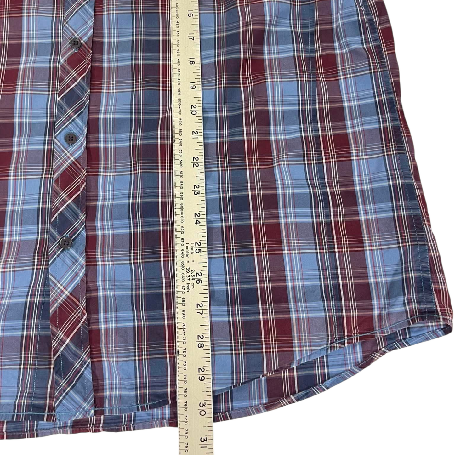 90S BLUE & RED PLAID BUTTON UP SHIRT (XL-XXL)