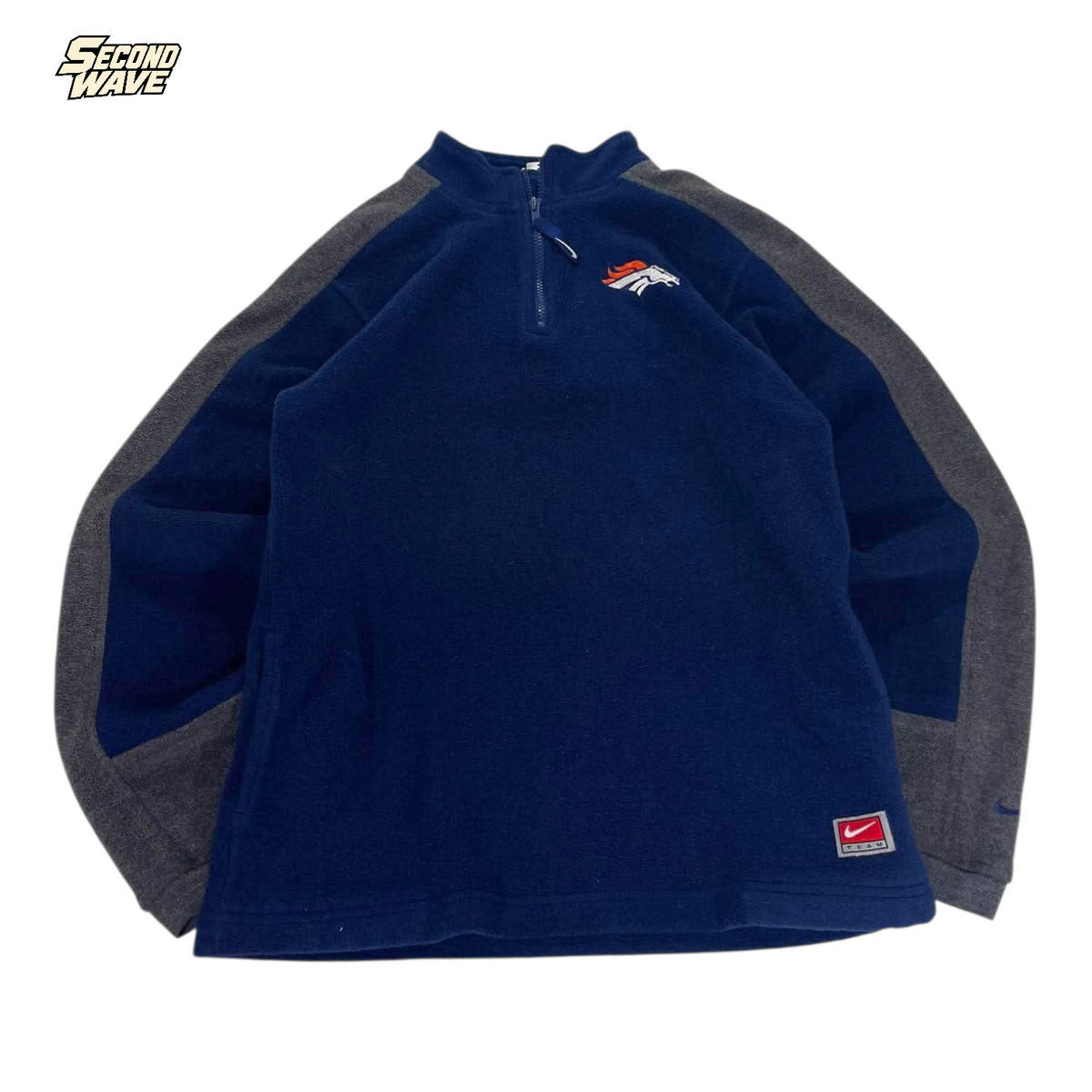 NIKE BRONCOS NAVY FLEECE QUARTER ZIP (L)