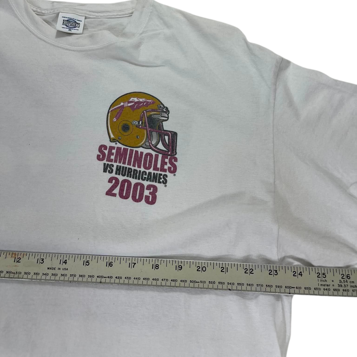 2002 MIAMI HURRICANES VS FLORIDA STATE SEMINOLES WHITE COTTON TEE (XL)