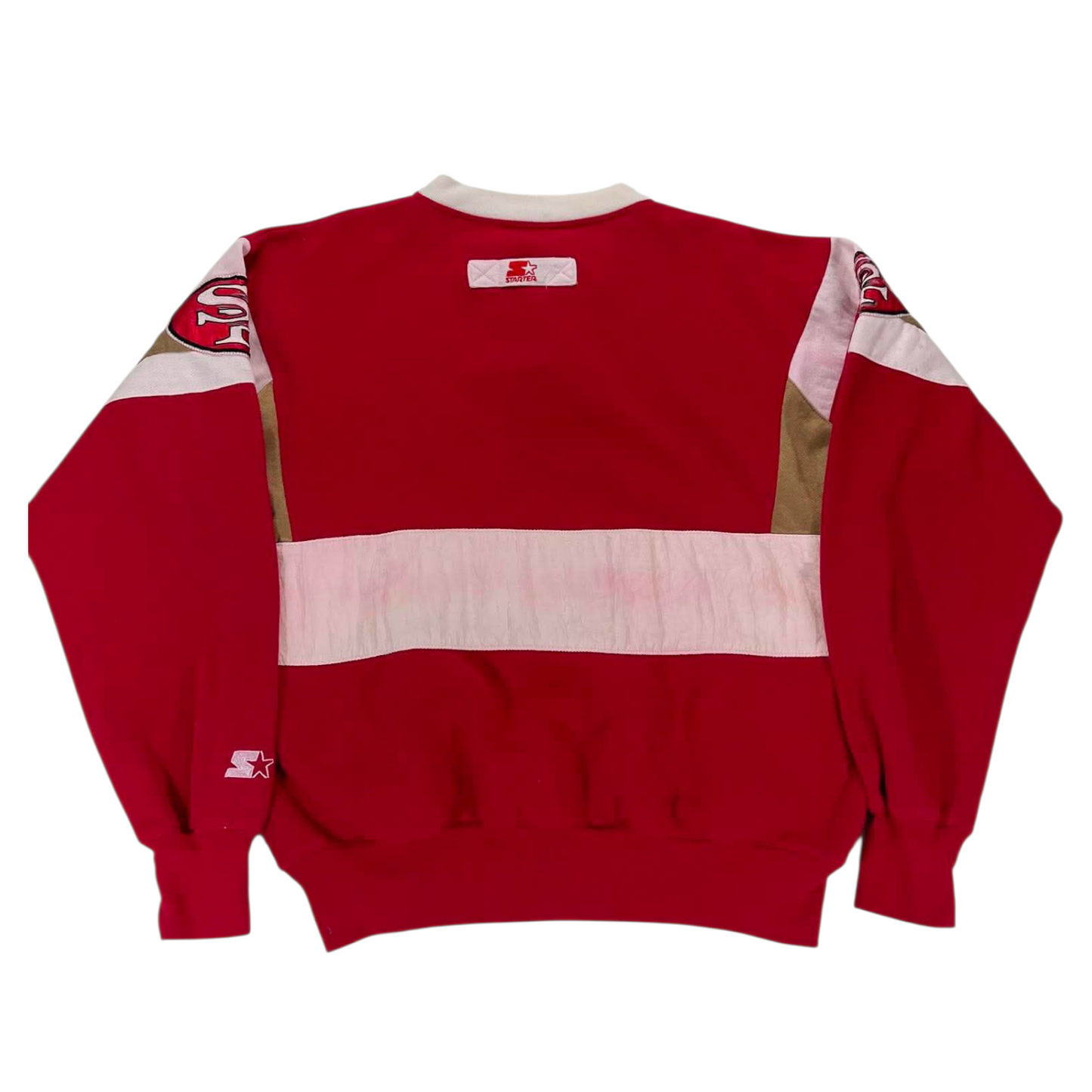 VINTAGE TRASHED VIBES STARTER SAN FRANCISCO 49ERS RED CREWNECK SWEATSHIRT (M)