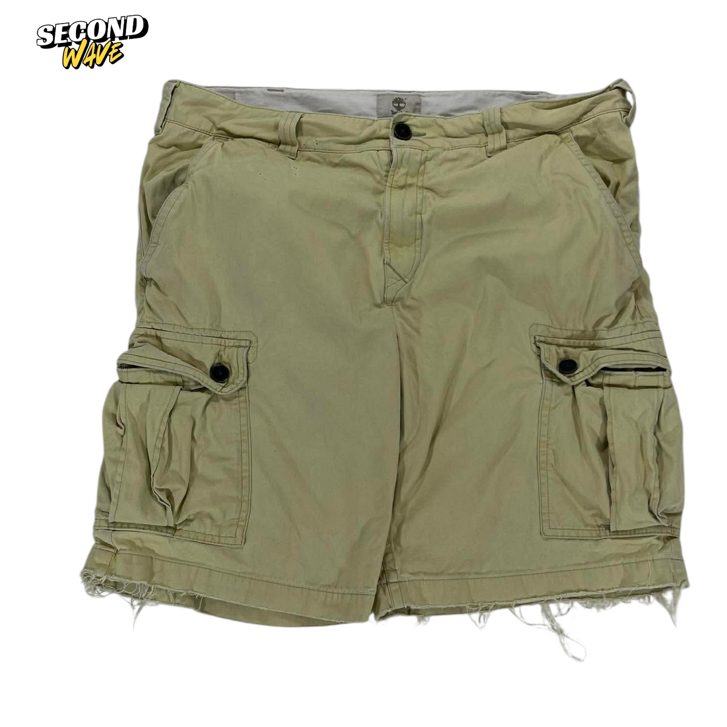 VINTAGE TIMBERLAND KHAKI CARGO SHORTS WITH ADJUSTABLE WAIST AND POCKETS (38)