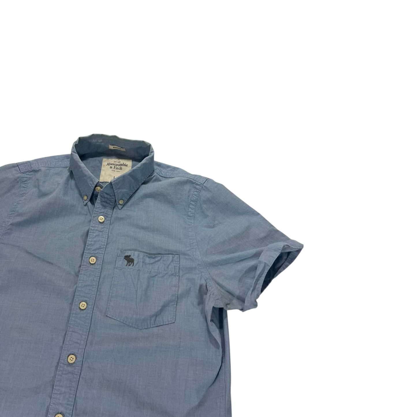 ABERCROMBIE & FITCH BLUE BUTTON-UP (BEST FIT S - MEDIUM)