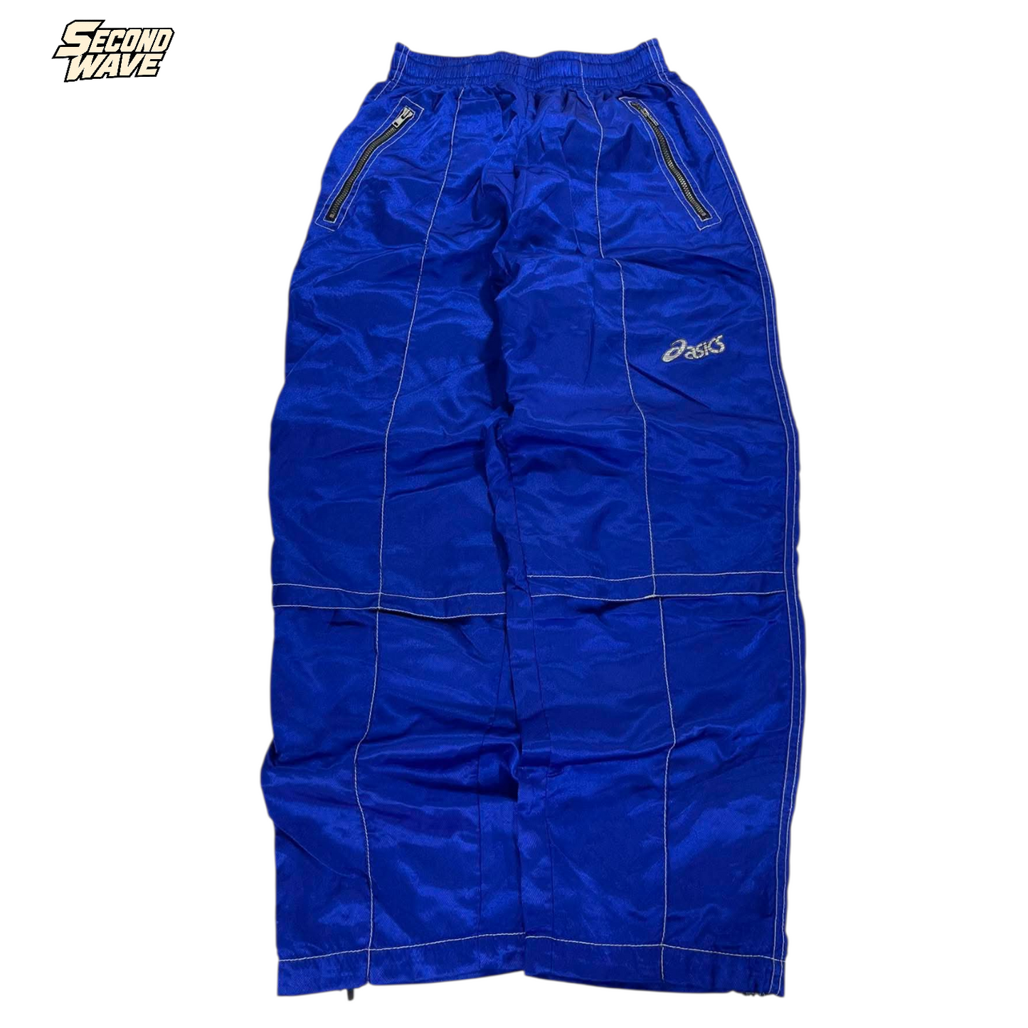 VINTAGE ASICS BLUE TRACK PANTS (S) ⁶