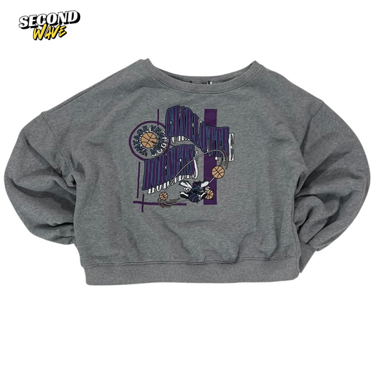 CROPPED STYLE CHARLOTTE HORNETS NBA GREY CREWNECKS SWEATSHIRT (S-M Boxy)