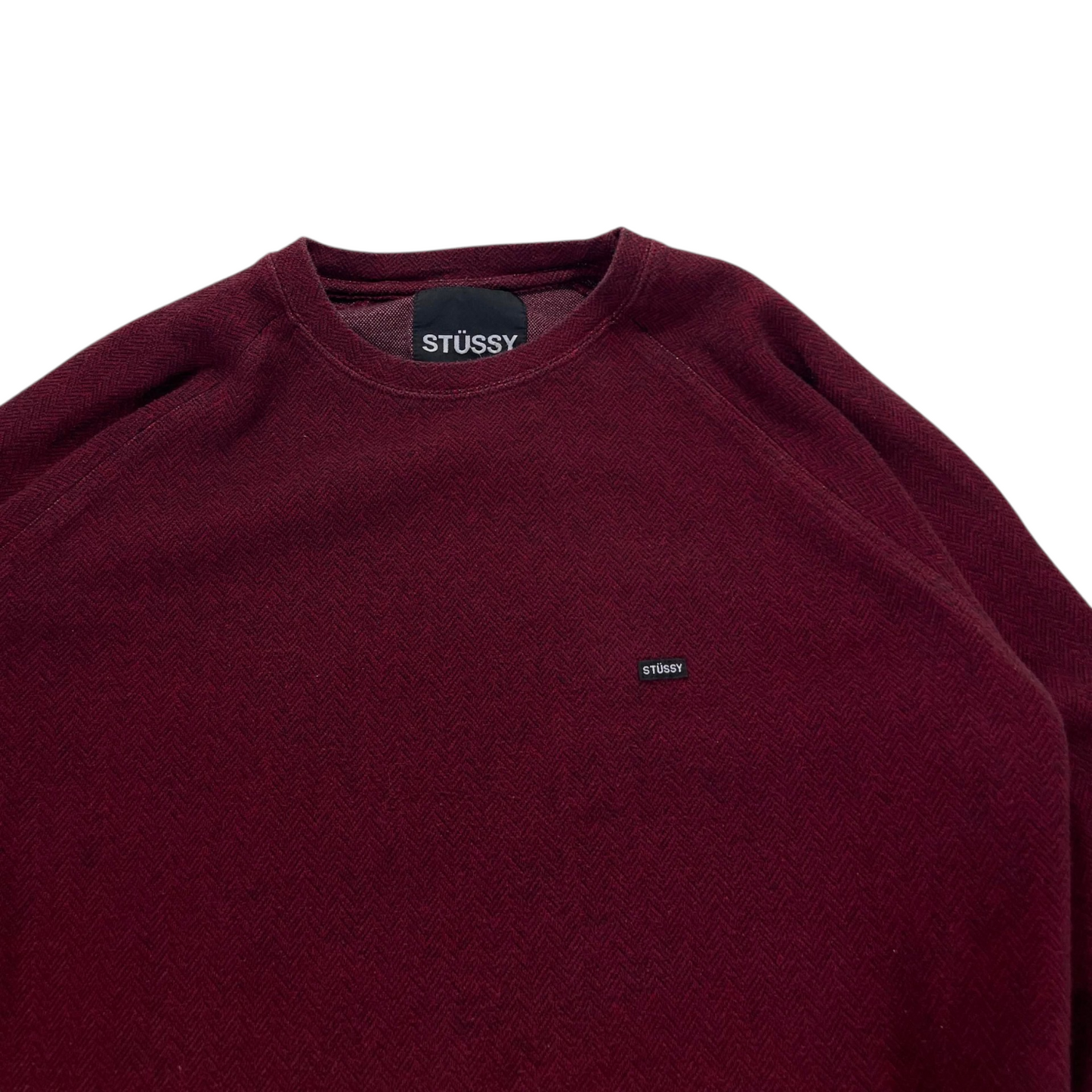 VINTAGE STÜSSY BURGUNDY CREWNECK SWEATER (M)