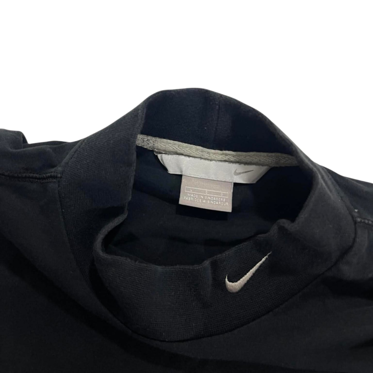 VINTAGE NIKE BLACK LONG SLEEVE MOCK NECK TOP (L)