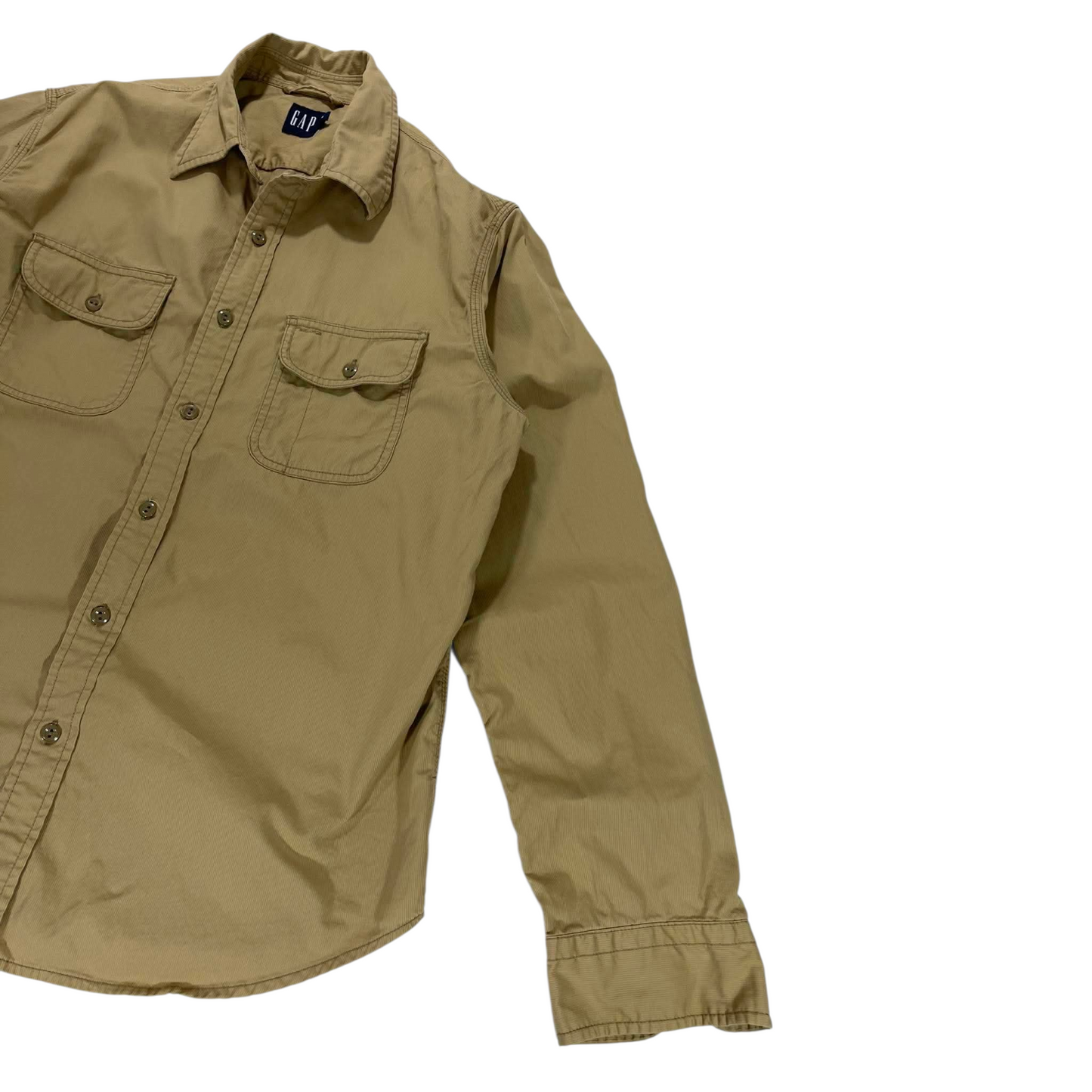 VINTAGE GAP TAN BUTTON UP SHIRT (M)