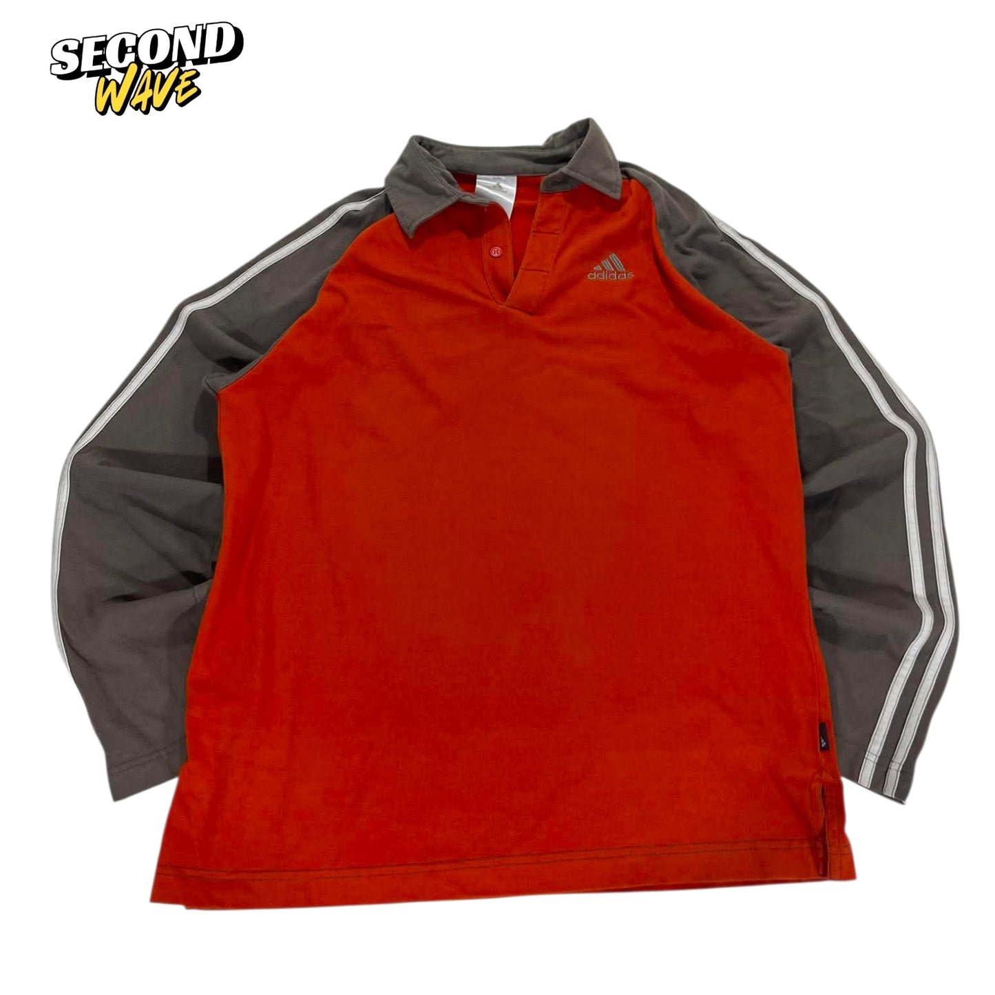 ADIDAS ORANGE LONG SLEEVE POLO SHIRT (M)